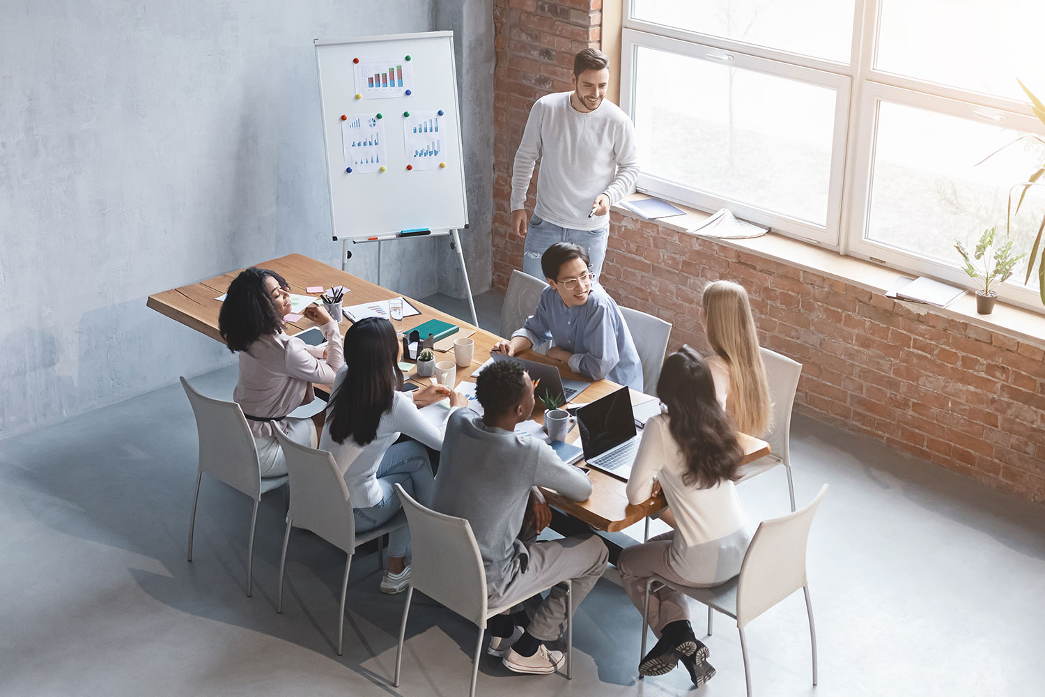 creative business team listening to marketing repo small