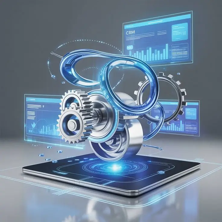 Automated technical SEO workflow with gears and analytics dashboards